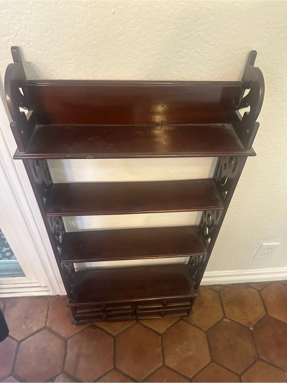 Chippendale cherry 4 drawer 4 tier freestanding or wall hang shelves
